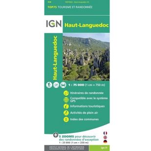 IGN Top 75: Haut-Languedoc (22) - Wandel- en Fietskaart