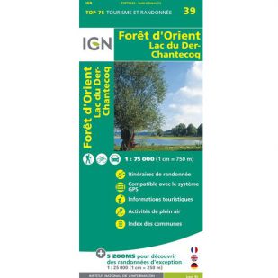 IGN Top 75: Foret d'Orient Lac du Der Chantecoq (39) - Wandel- en Fietskaart