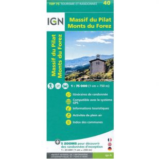 IGN Top 75: Massif du Pilat / Monts du Forez (40) - Wandel- en Fietskaart