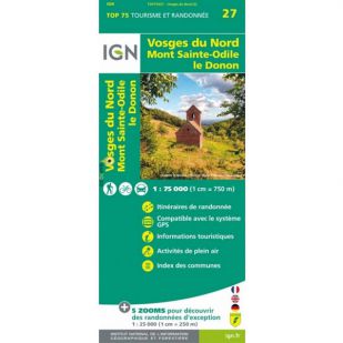 IGN Top 75: Vosges du Nord - Vogezen (27) - Wandel- en Fietskaart 