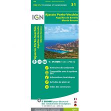 IGN Top 75: Ajaccio (31) - Porto Vecchio - Aiguilles de Bavella - Monte Renoso - (Corsica) Wandel- en Fietskaart