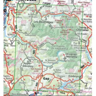 A - IGN Top 75: Massif des Ecrins Oisans Champsaur (06) - Wandel- en fietskaart