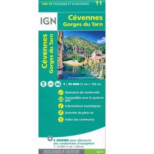 IGN Top 75: Cevennes PRN (11) - Gorges du Tarn - Wandel- en Fietskaart