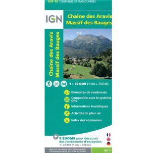 A - IGN Top 75: Chaine des Aravis - Massif des Bauges  - Provence (32) Wandel- en Fietskaart