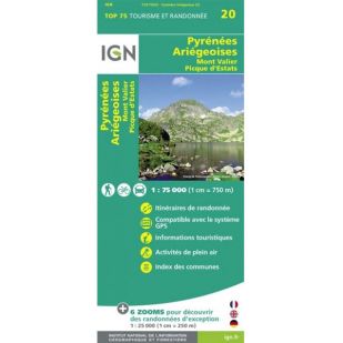 IGN Top 75: Pyrenees Ariegeoises, Mont Valier, Pique d'Estats (20) - Wandel- en Fietskaart 